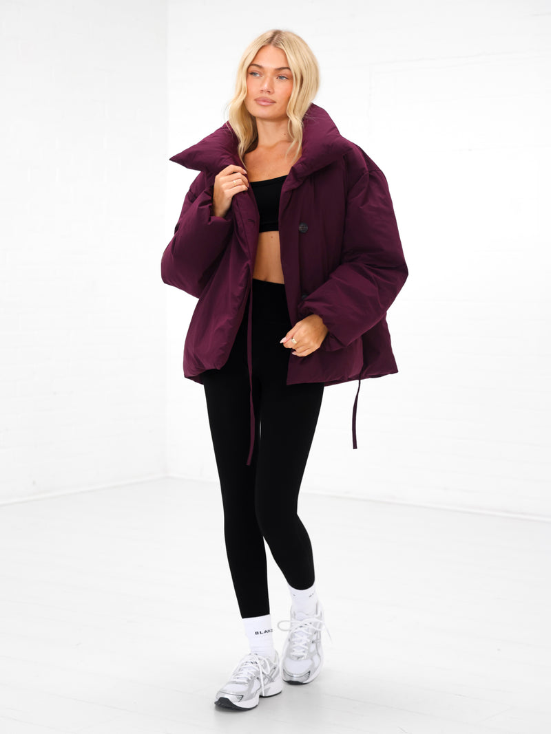 Matilda Waist Tie Coat - Dark Cherry
