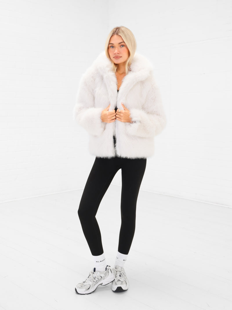 Gigi Faux Fur Hooded Coat - Off White