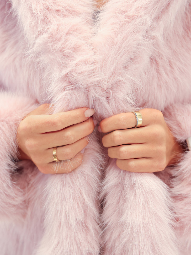 Gigi Faux Fur Hooded Coat - Pink