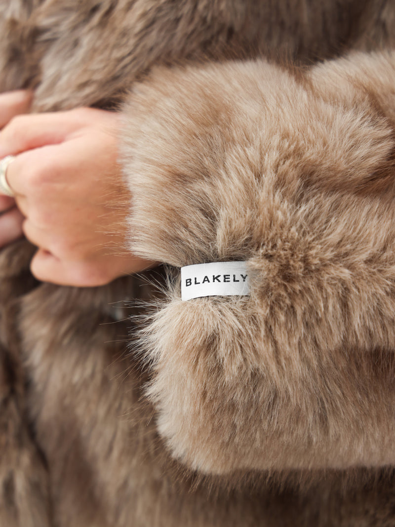 Gigi Faux Fur Collared Jacket - Light Brown