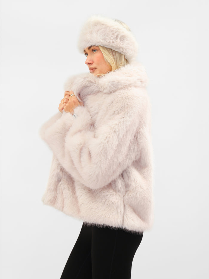 Gigi Faux Fur Collared Jacket - Ice Pink