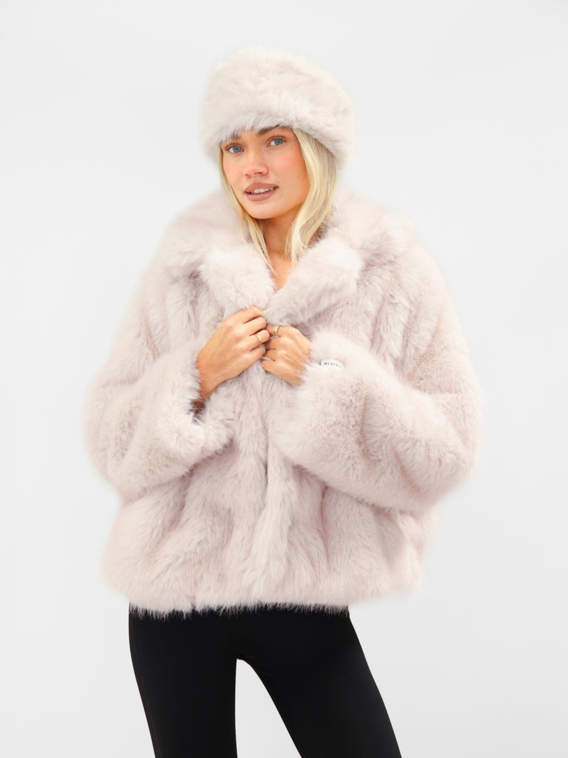 Gigi Faux Fur Collared Jacket - Ice Pink