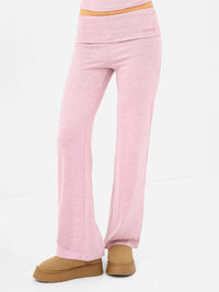 Melody Soft Knitted Fold Over Trousers - Marl Pink
