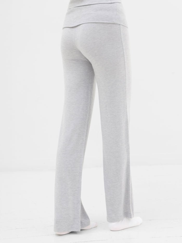 Melody Soft Knitted Fold Over Trousers - Marl Grey