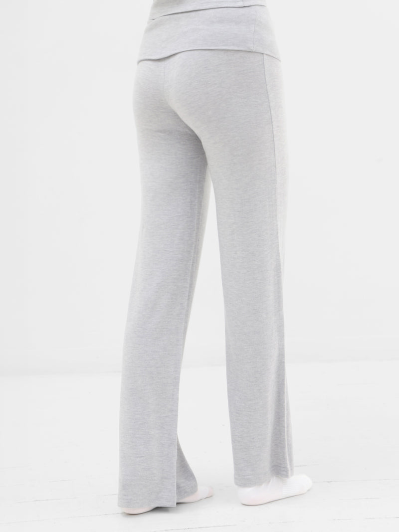 Melody Soft Knitted Fold Over Trousers - Marl Grey