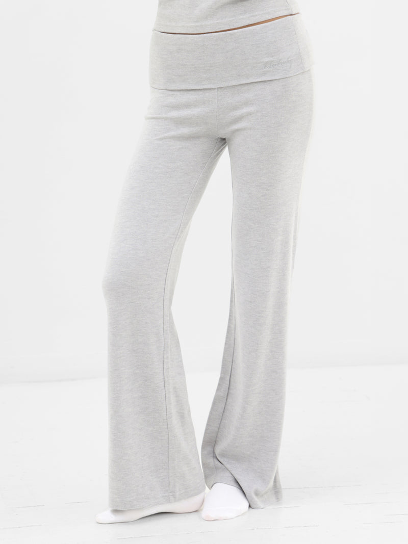 Melody Soft Knitted Fold Over Trousers - Marl Grey