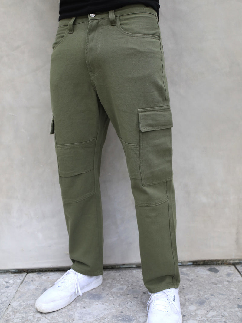 Relaxed Cargo Trousers - Khaki Green