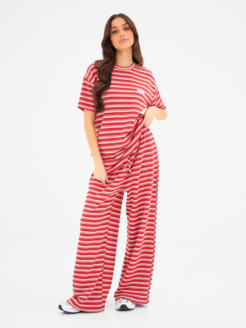 Soft Stripe Waffle T-Shirt - Red Stripe