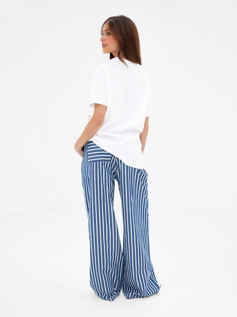 Tessa Oversized T-Shirt - White & Cherry Red