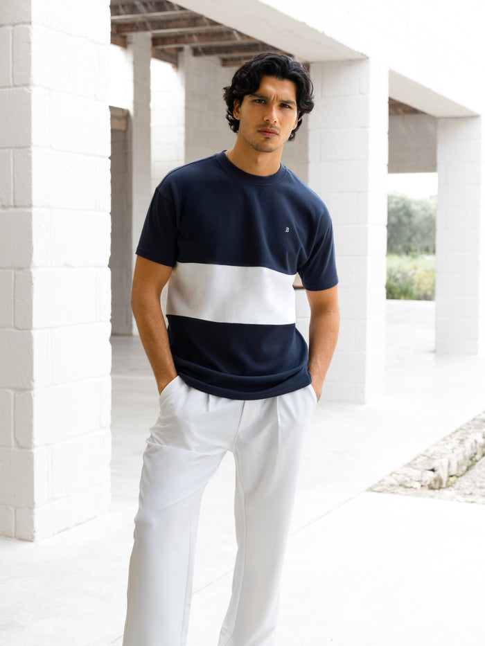 Evan Relaxed T-Shirt - True Navy & White