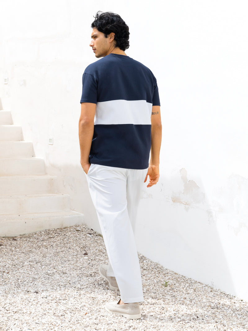 Evan Relaxed T-Shirt - True Navy & White
