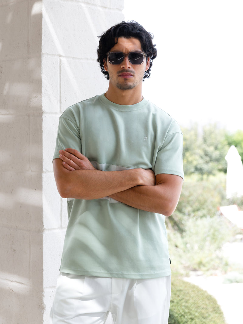 Evan Relaxed T-Shirt - Sage & White