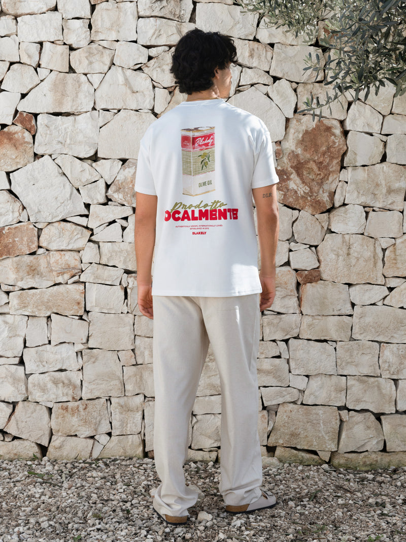 Olive Oil Print Relaxed T-Shirt - White