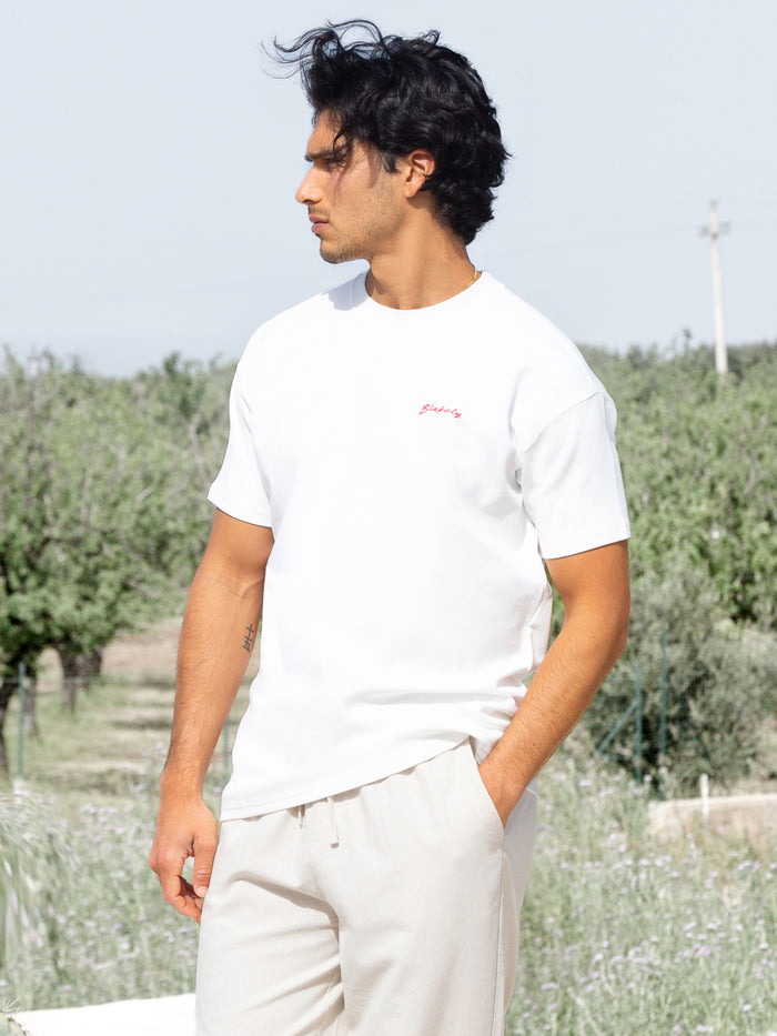 Olive Oil Print Relaxed T-Shirt - White