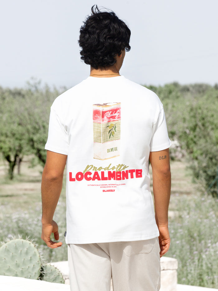 Olive Oil Print Relaxed T-Shirt - White