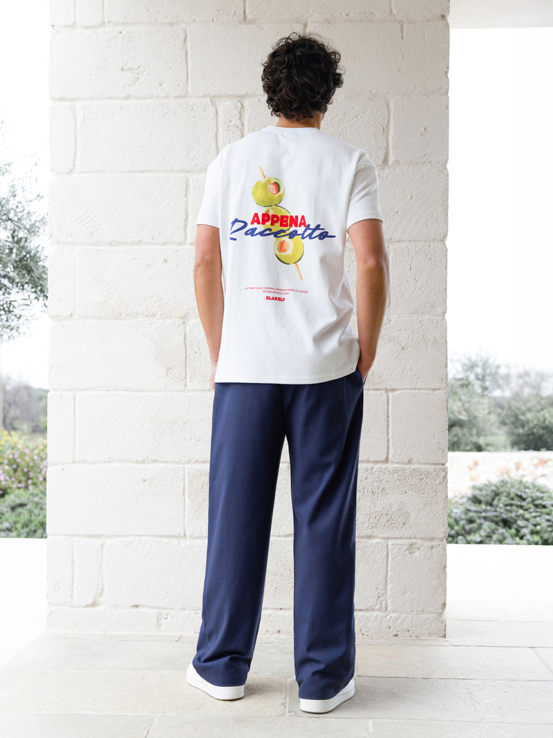 Olive Print Relaxed T-Shirt - White