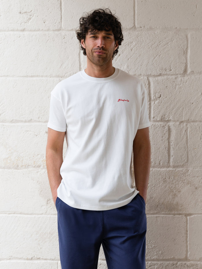 Olive Print Relaxed T-Shirt - White