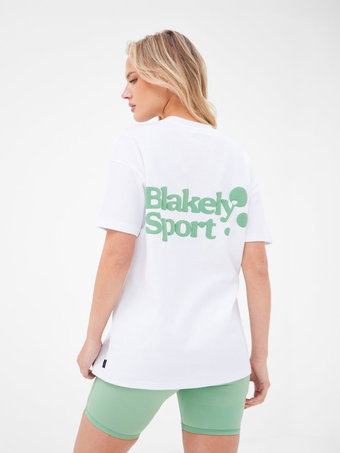 Motion Oversized T-Shirt - White & Pale Green
