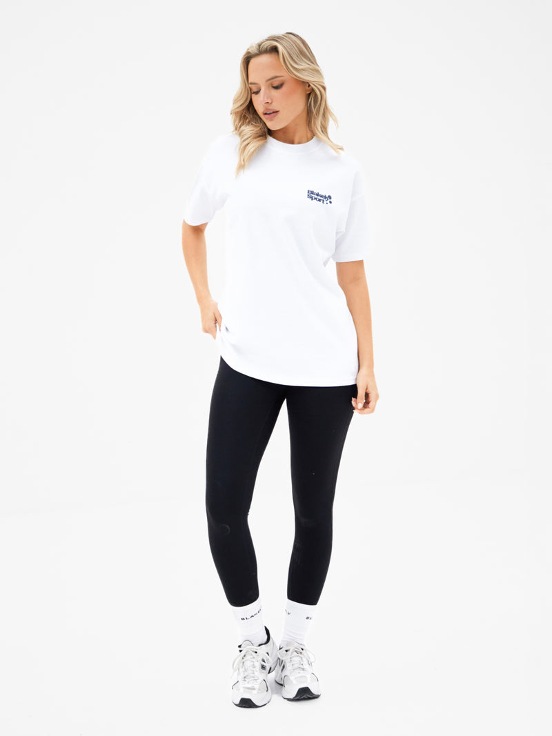 Motion Oversized T-Shirt - White & True Navy