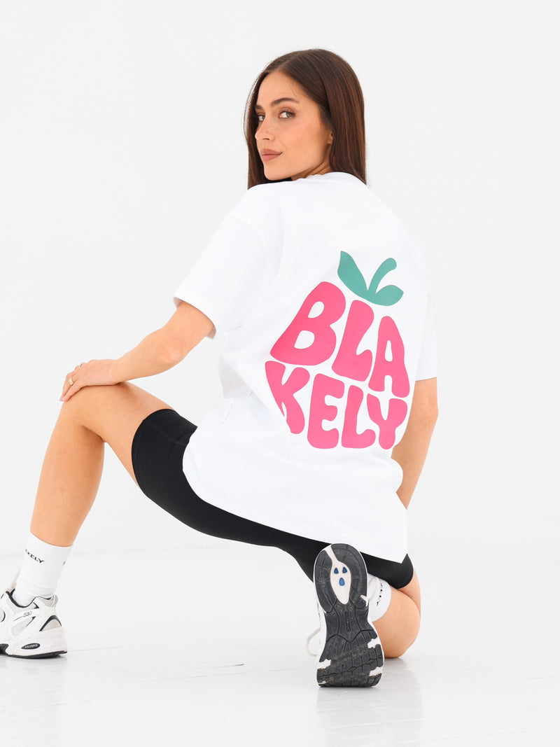 Raspberry Bubble Print Oversized T-Shirt - White