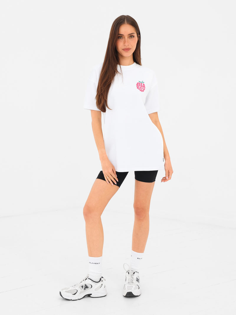 Raspberry Bubble Print Oversized T-Shirt - White