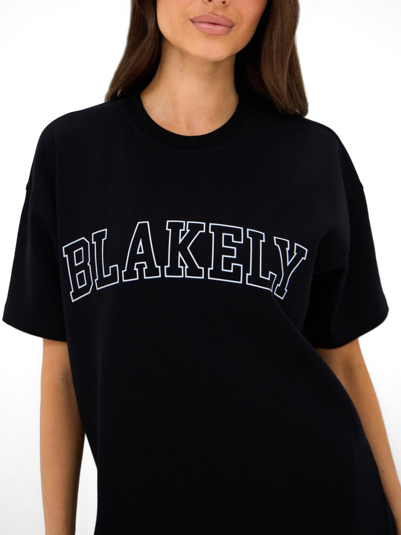 Outline Varsity Oversized T-Shirt - Black