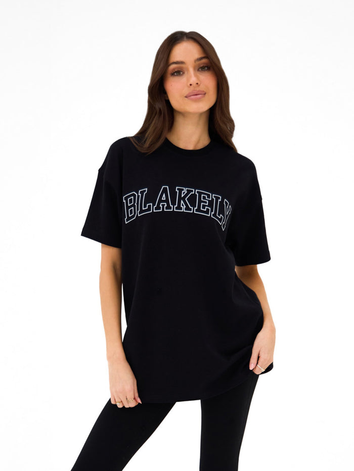 Outline Varsity Oversized T-Shirt - Black