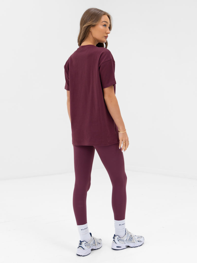 Outline Varsity Oversized T-Shirt - Old Burgundy
