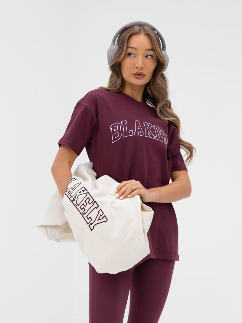 Outline Varsity Oversized T-Shirt - Old Burgundy