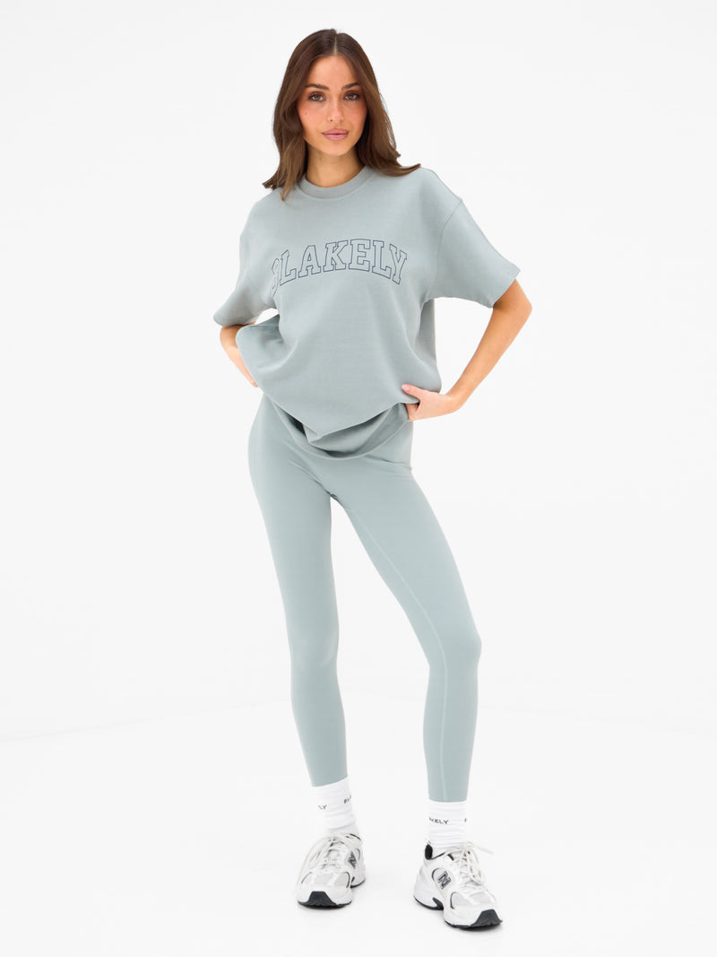 Outline Varsity Oversized T-Shirt - Mineral Blue