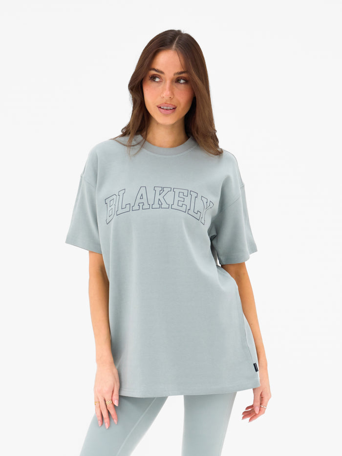 Outline Varsity Oversized T-Shirt - Mineral Blue