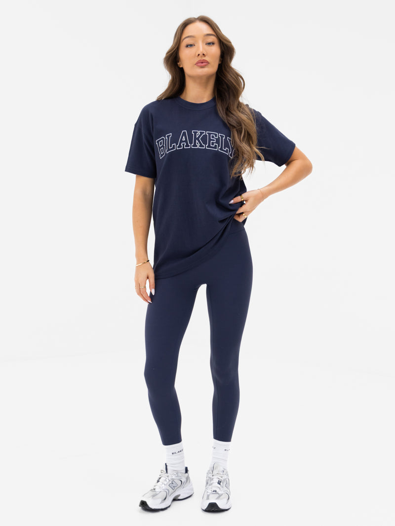 Outline Varsity Oversized T-Shirt - True Navy