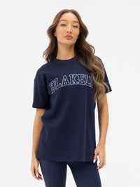 Outline Varsity Oversized T-Shirt - True Navy