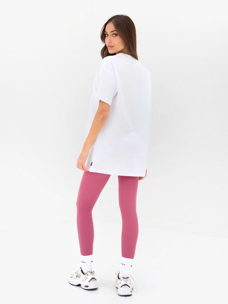 Outline Varsity Oversized T-Shirt - White & Ballet Pink