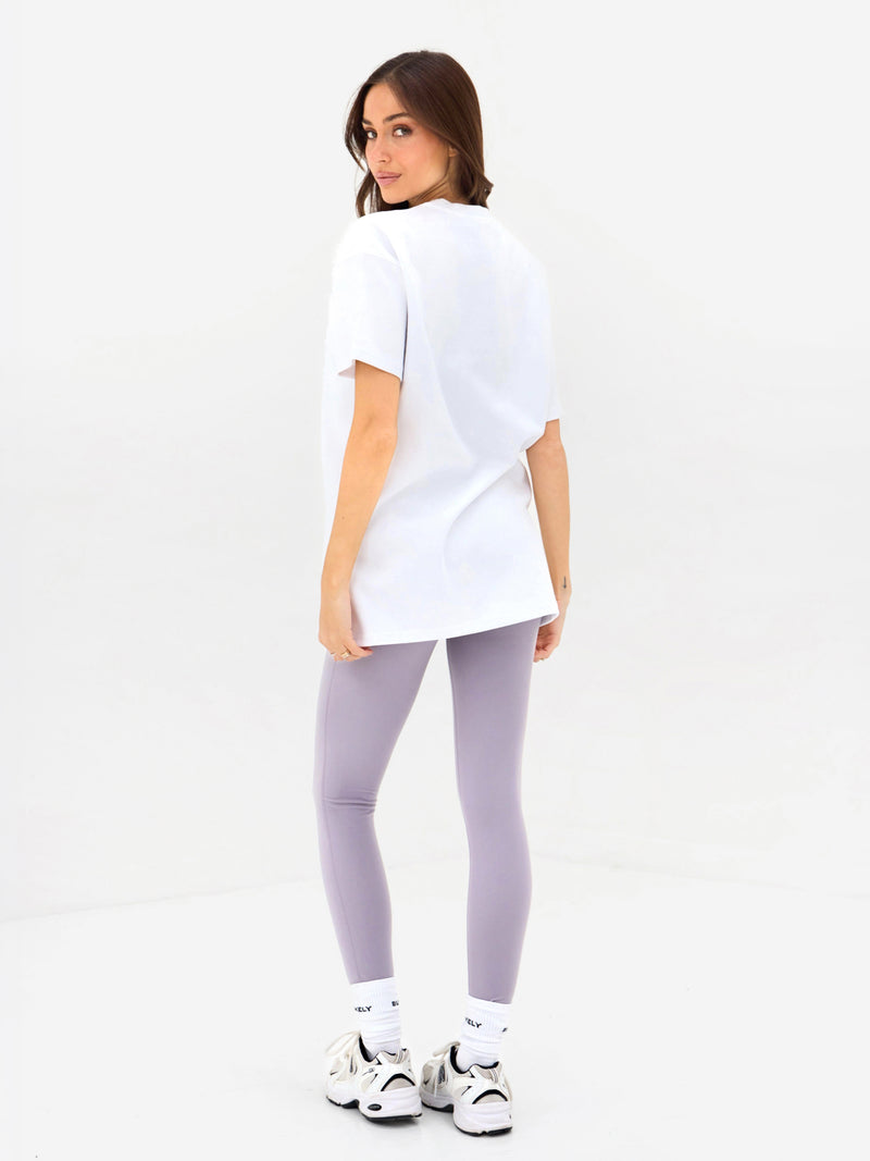 Outline Varsity Oversized T-Shirt - White & Washed Lilac