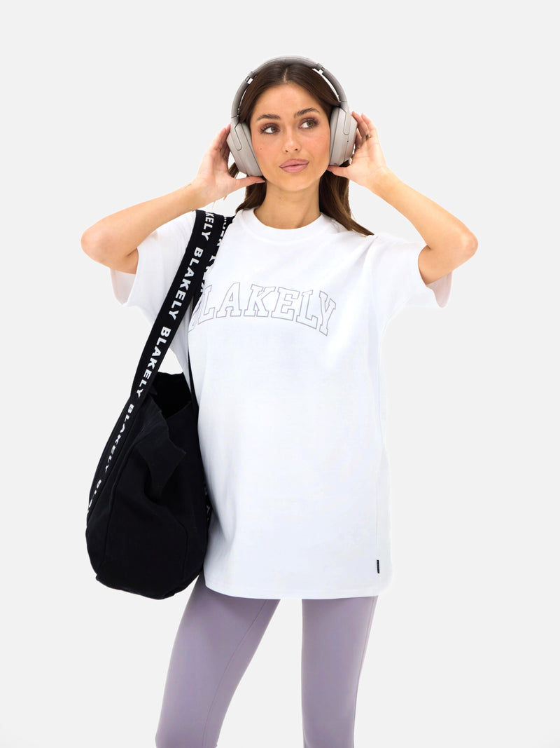 Outline Varsity Oversized T-Shirt - White & Washed Lilac