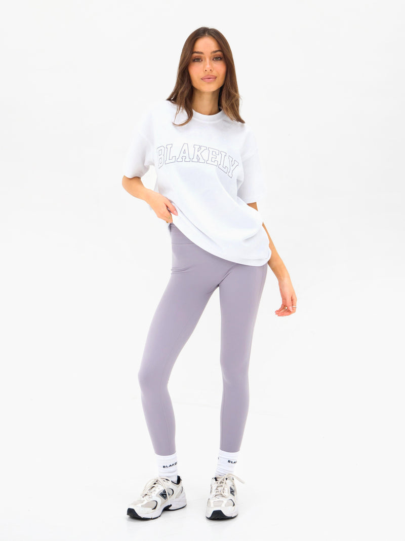 Outline Varsity Oversized T-Shirt - White & Washed Lilac