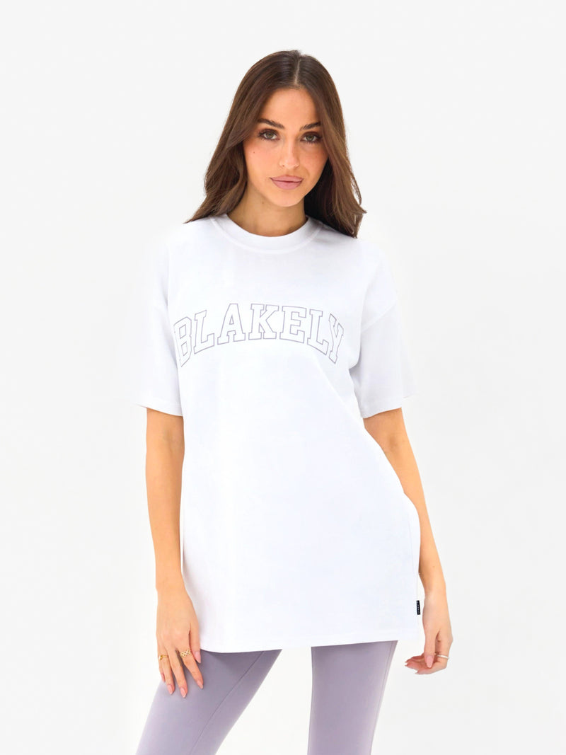Outline Varsity Oversized T-Shirt - White & Washed Lilac