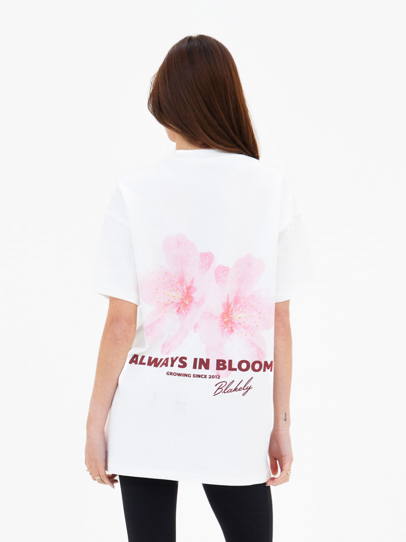 Etta Floral Print Oversized T-Shirt - White