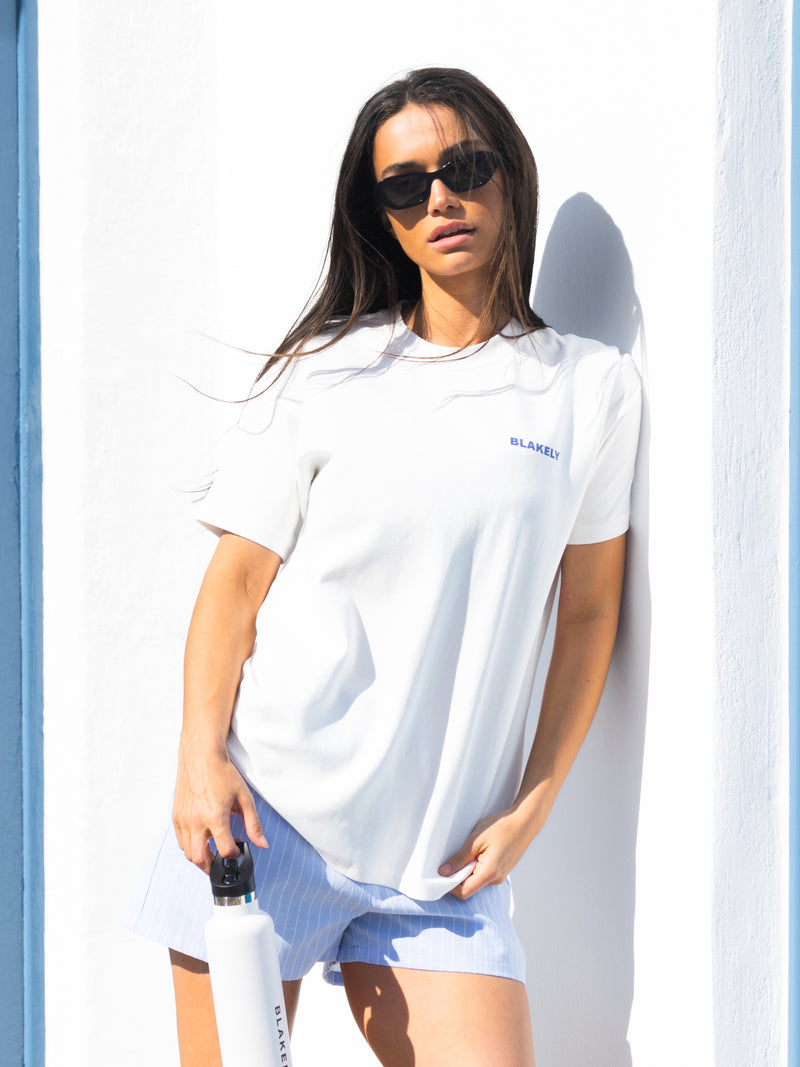 Nia Floral Print Oversized T-Shirt - White