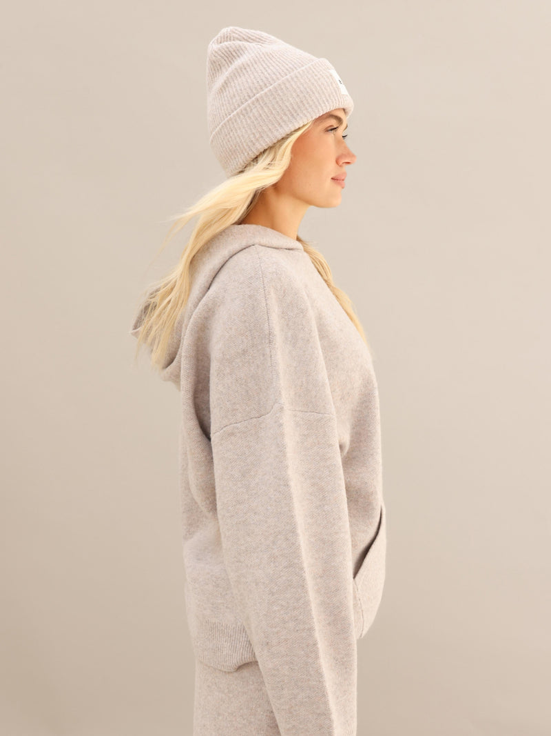 Oversized Knitted Hoodie - Toasted Taupe