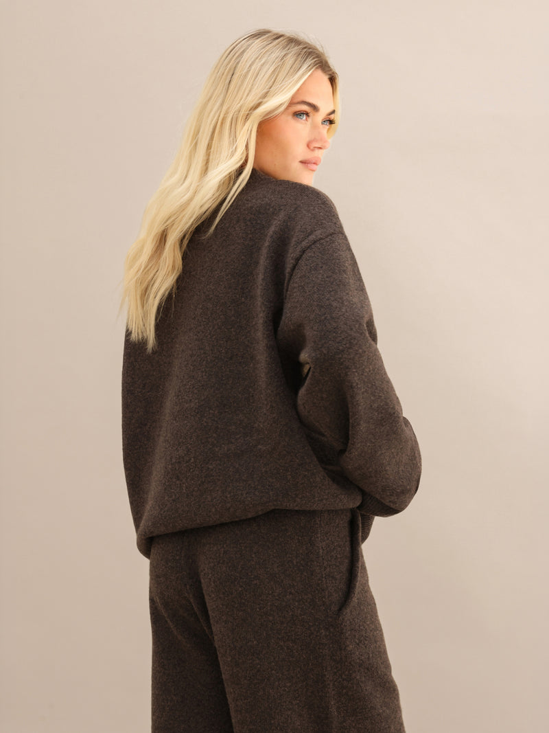 Oversized Knitted Jumper - Chocolate Brown
