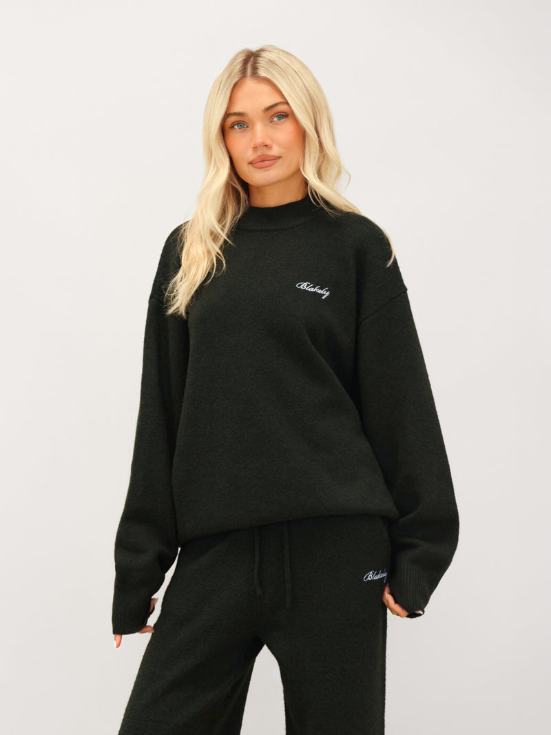Oversized Knitted Jumper - Dark Green
