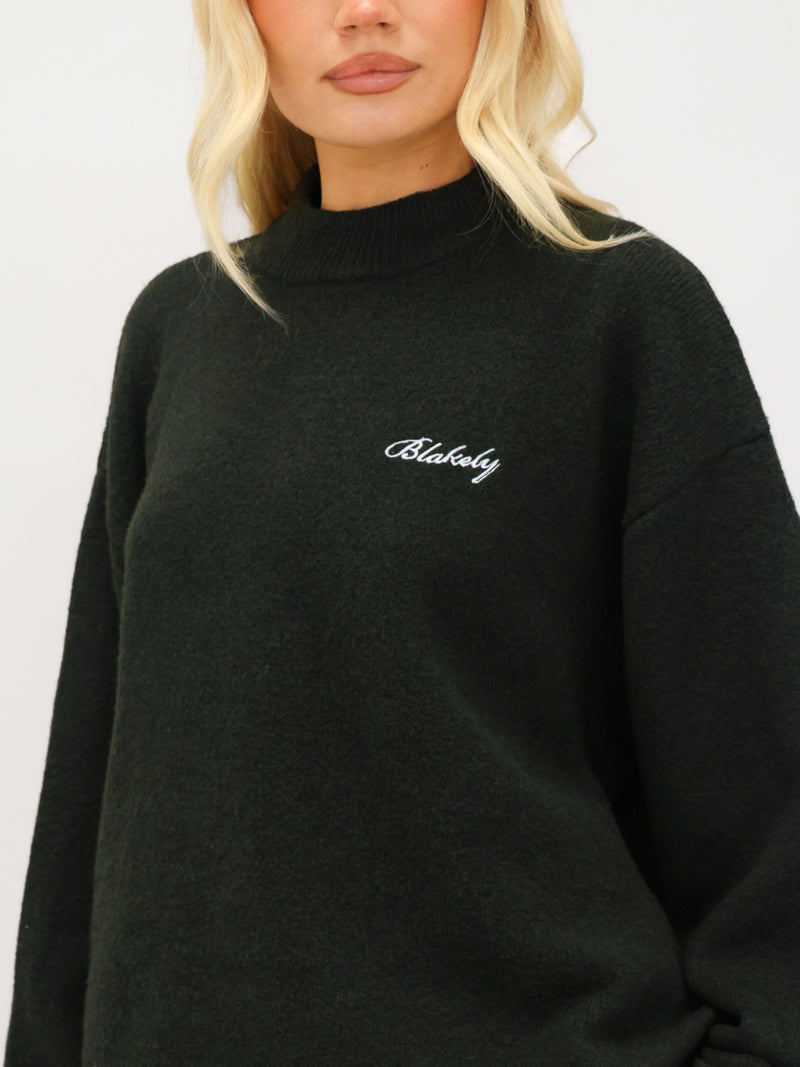 Oversized Knitted Jumper - Dark Green