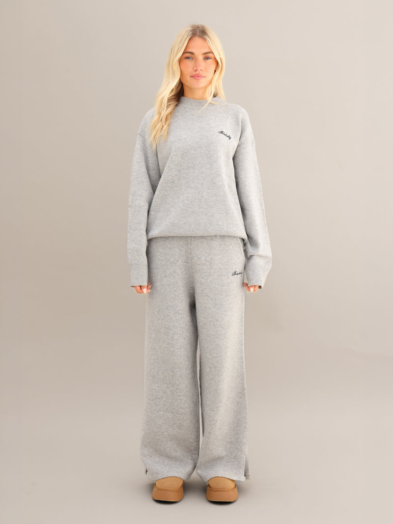 Oversized Knitted Jumper - Marl Grey