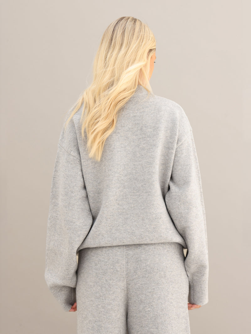 Oversized Knitted Jumper - Marl Grey