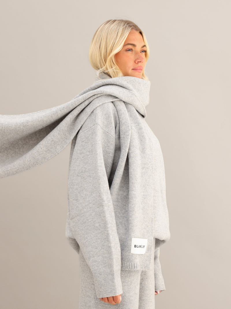 Oversized Knitted Jumper - Marl Grey