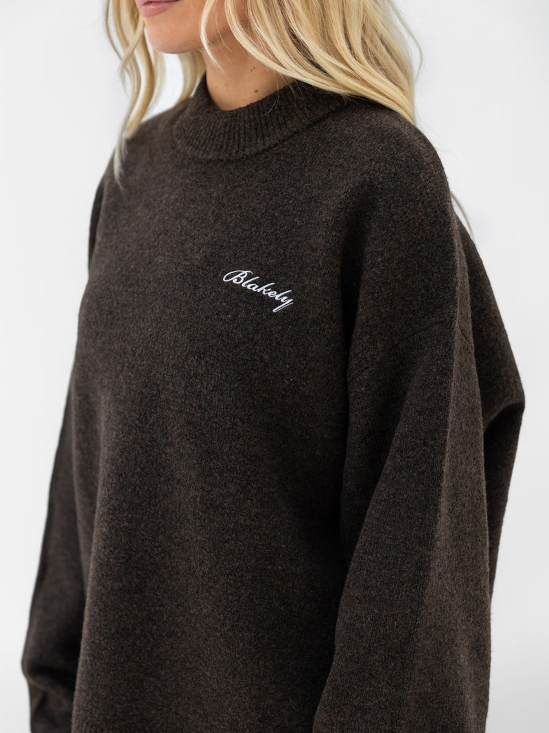 Oversized Knitted Jumper - Chocolate Brown
