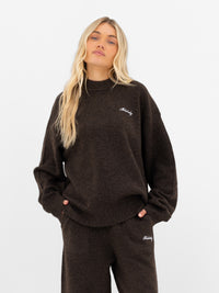 Oversized Knitted Jumper - Chocolate Brown