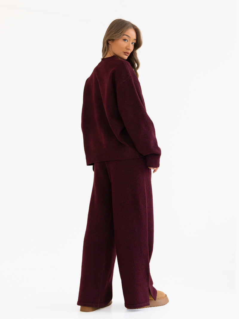 Oversized Knitted Jumper - Dark Cherry